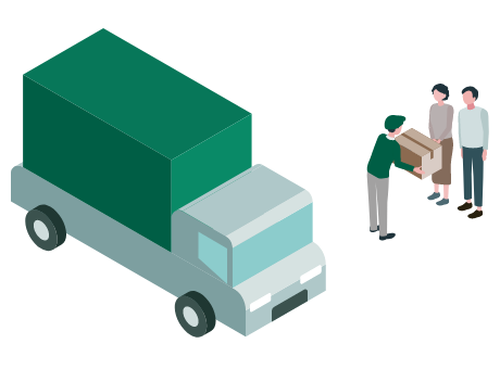 トラックと商談のイラスト
